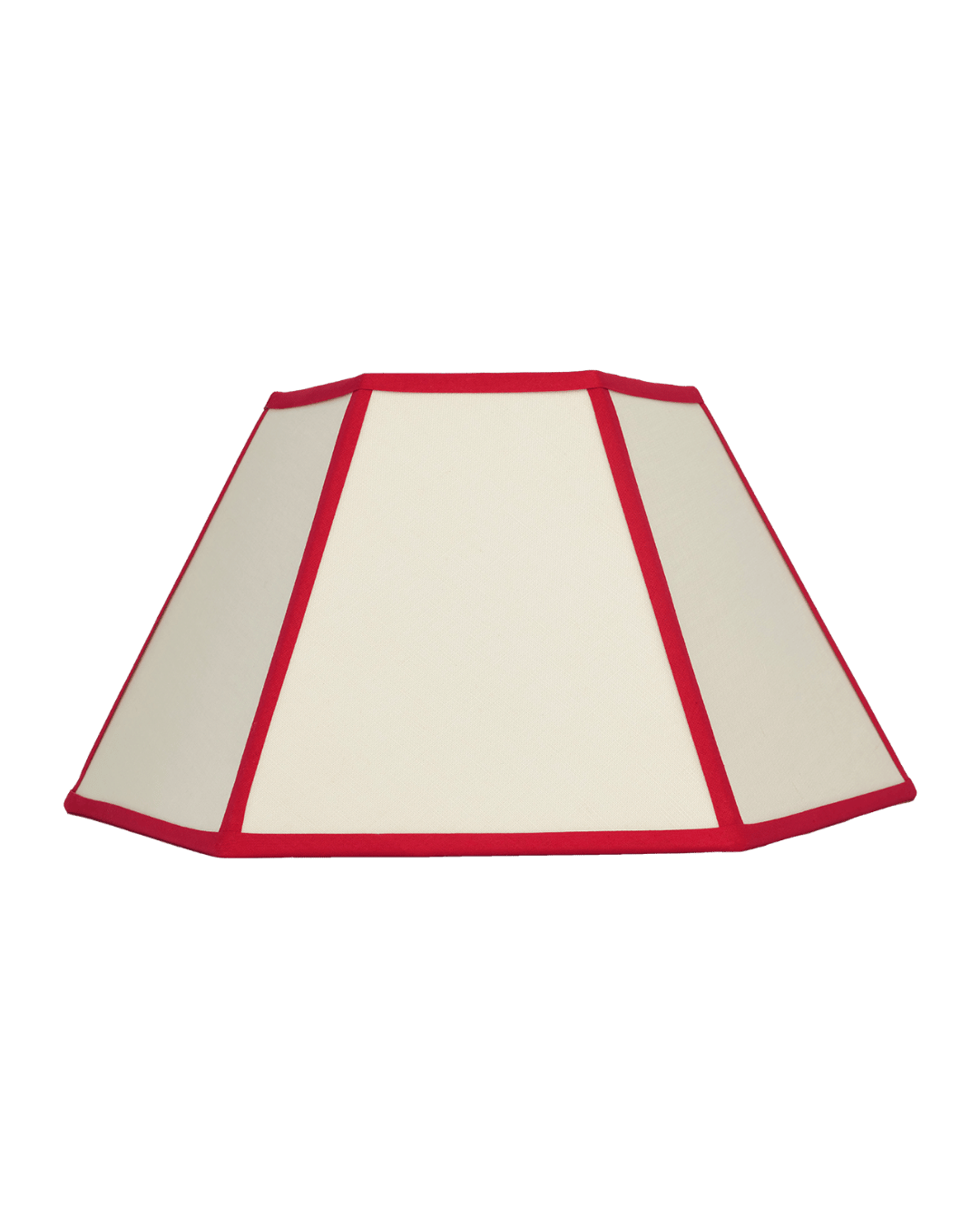Hexagon Linen Lampshade Red Trim Medium