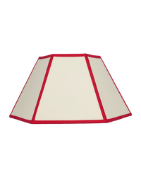 Hexagon Linen Lampshade Red Trim Medium