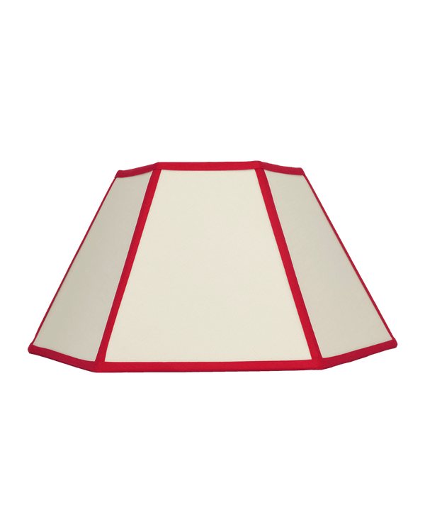 Hexagon Linen Lampshade Red Trim Medium