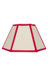 Hexagon Linen Lampshade Red Trim Small