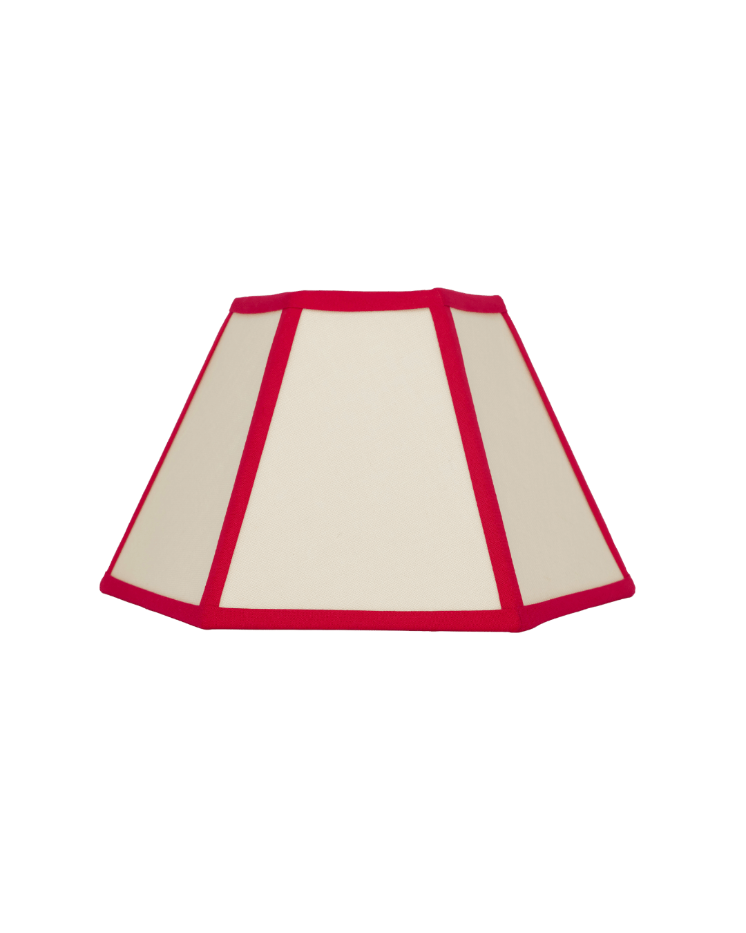 Hexagon Linen Lampshade Red Trim Small