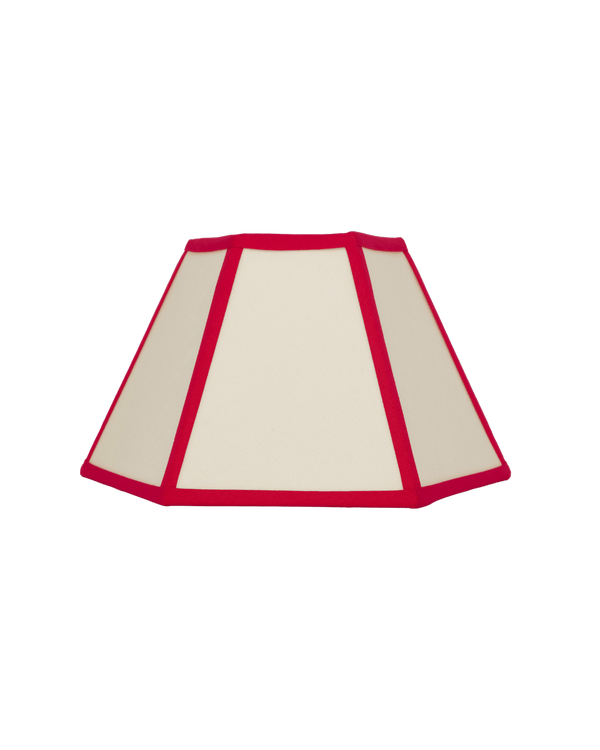 Hexagon Linen Lampshade Red Trim Small