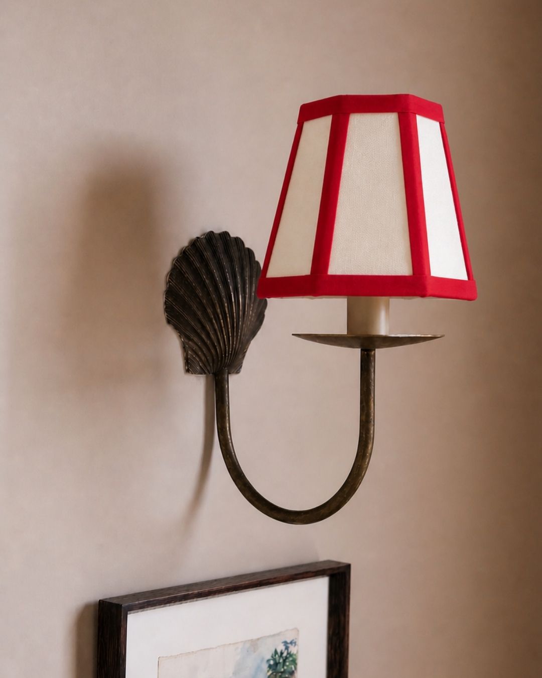 Hexagon Red Trim Candle Clip Lamshade Issy Granger 