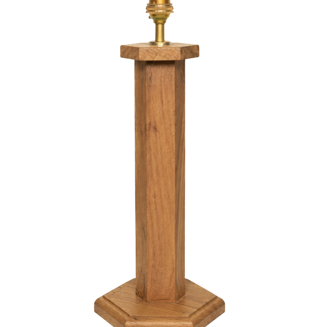 Hexagon Table Lamp - Natural Oak