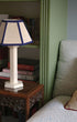 Hexagon Bedside Lamp Oyster White Navy Trim Small Hexagon Lampshade 