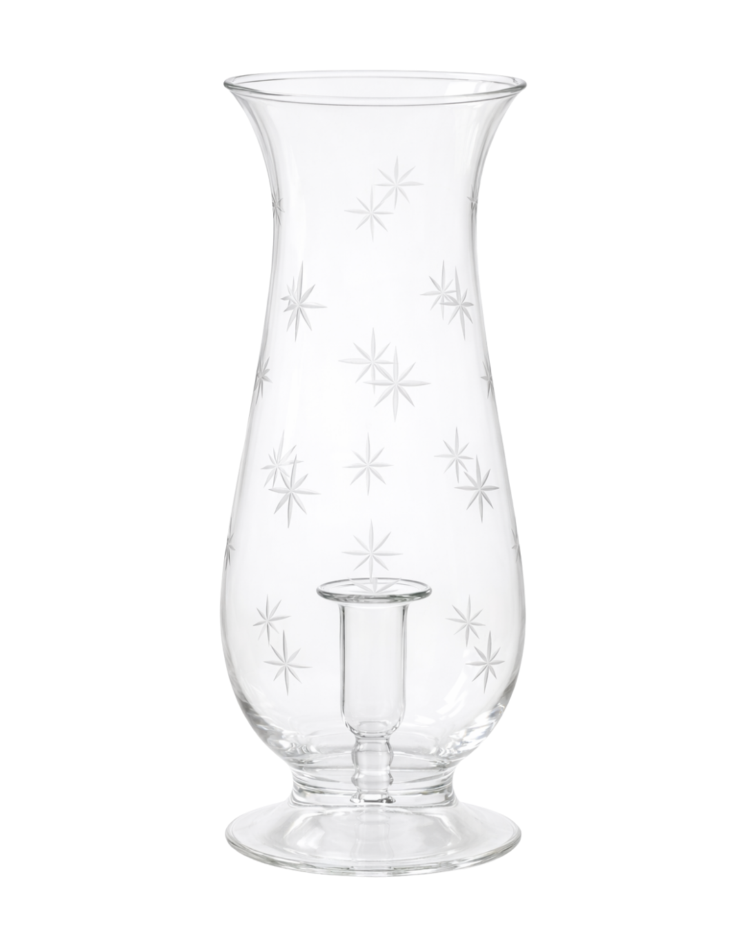 Star Etched Glass Hurricane Lantern Issy Granger for Wax Dinner Candles 