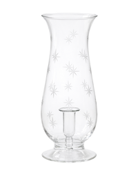 Star Etched Glass Hurricane Lantern Issy Granger for Wax Dinner Candles 