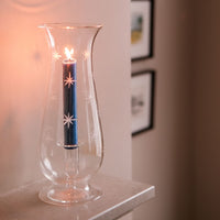 Glass Hurricane Storm Lantern Etched Stars
