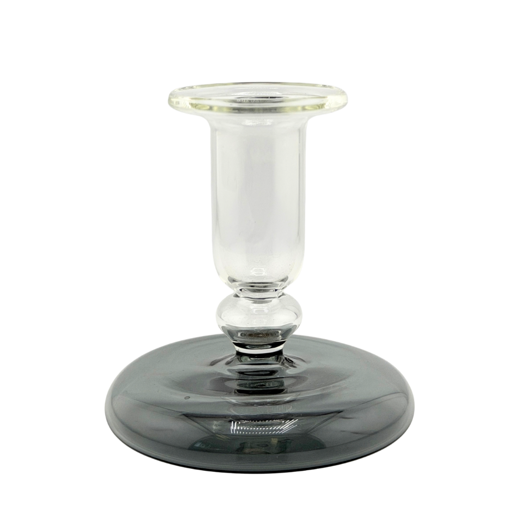 Pebble Glass Candlestick - Grey (Sample)