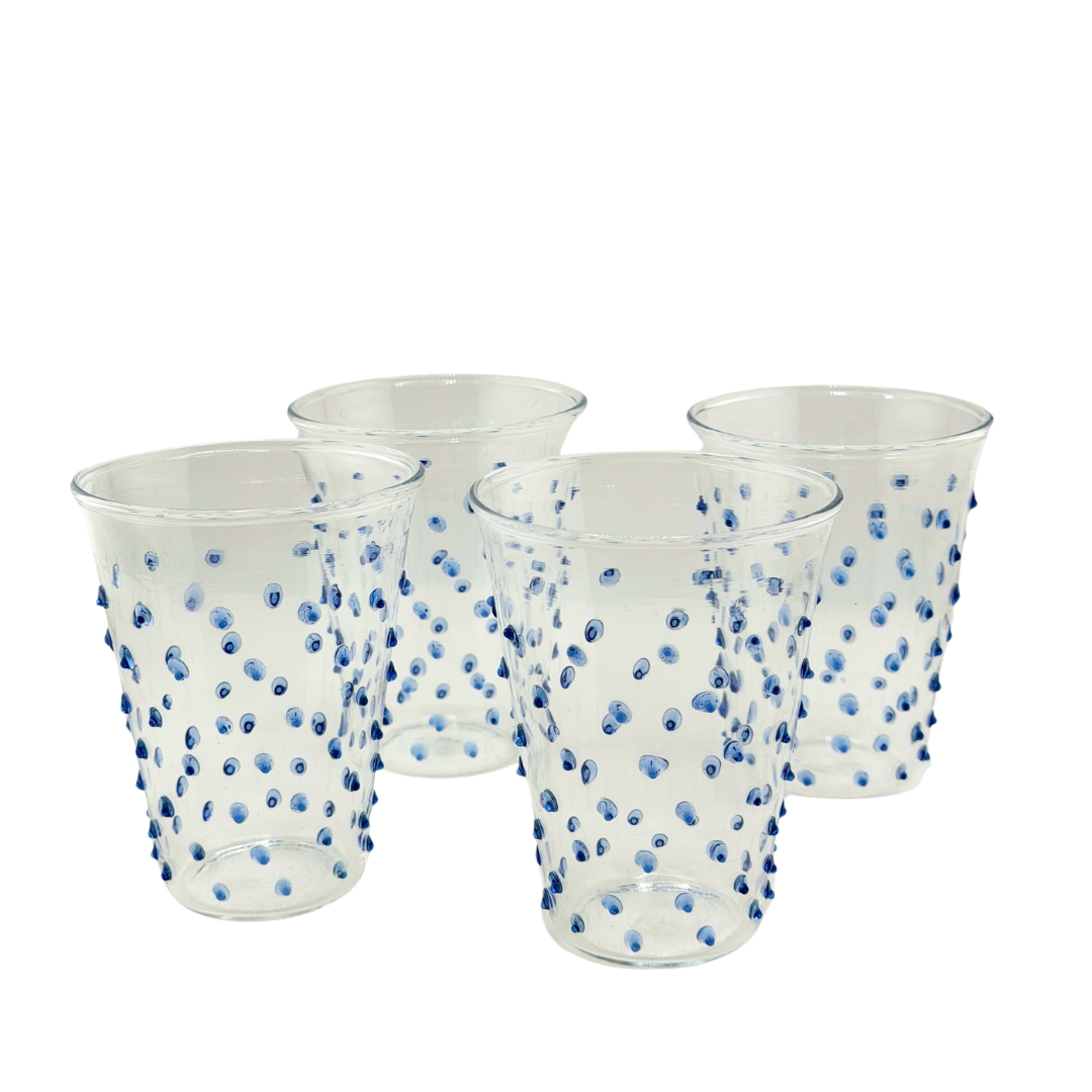 Blue Pom Tumbler - Set of Four (Seconds)