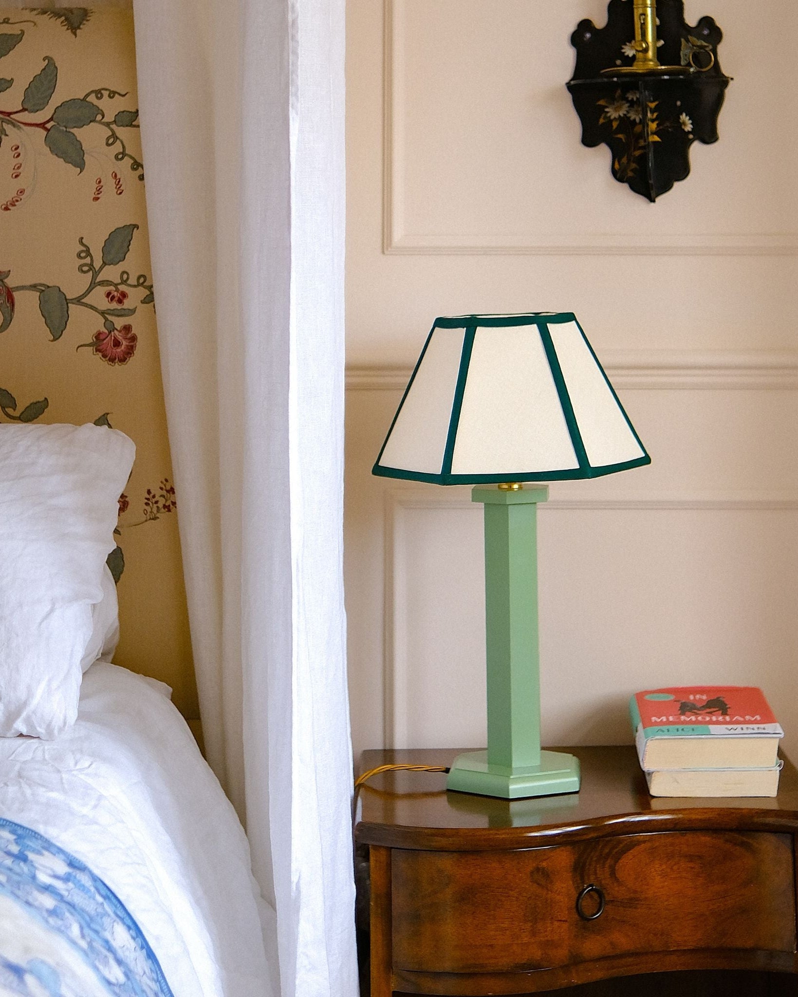 Issy Granger Green Wooden Hexagon Bedside Lamp