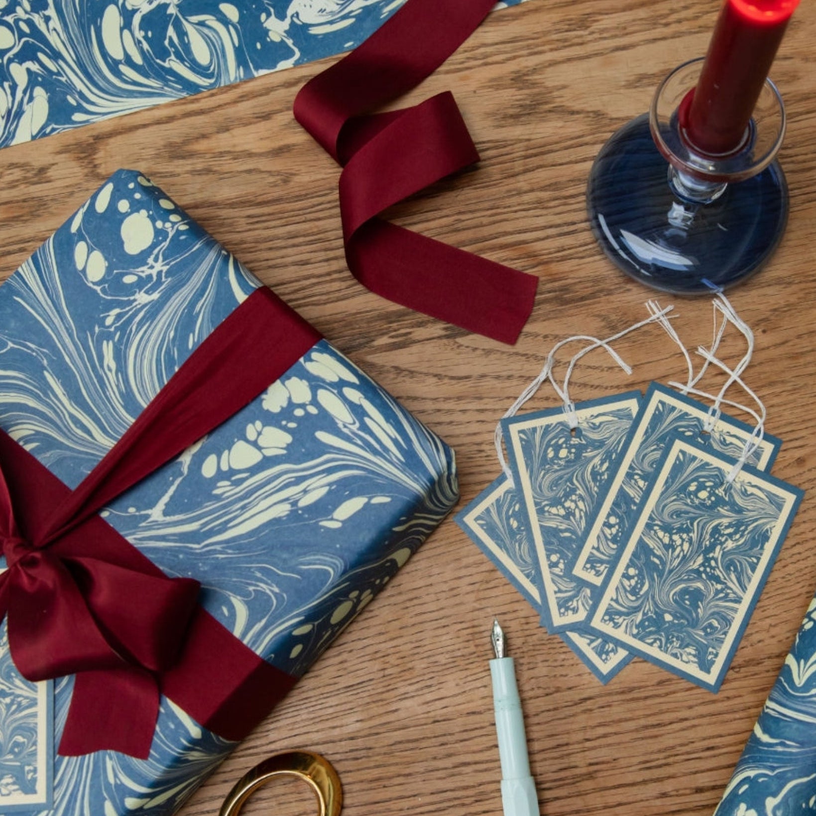Issy Granger Blue Marbled Wrapping Set