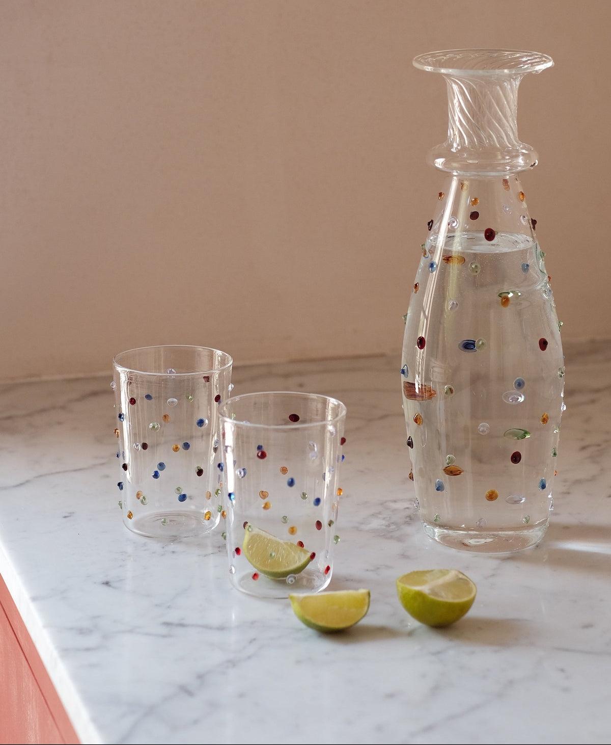 Issy Granger Multi Coloured Dotty Glass Tumbler