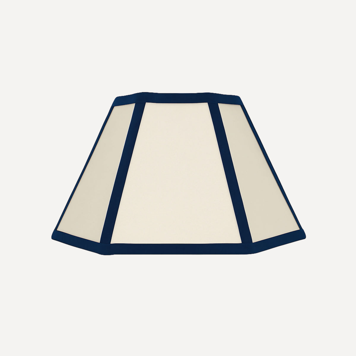 Hexagon Linen Lampshade, Navy Trim - Small