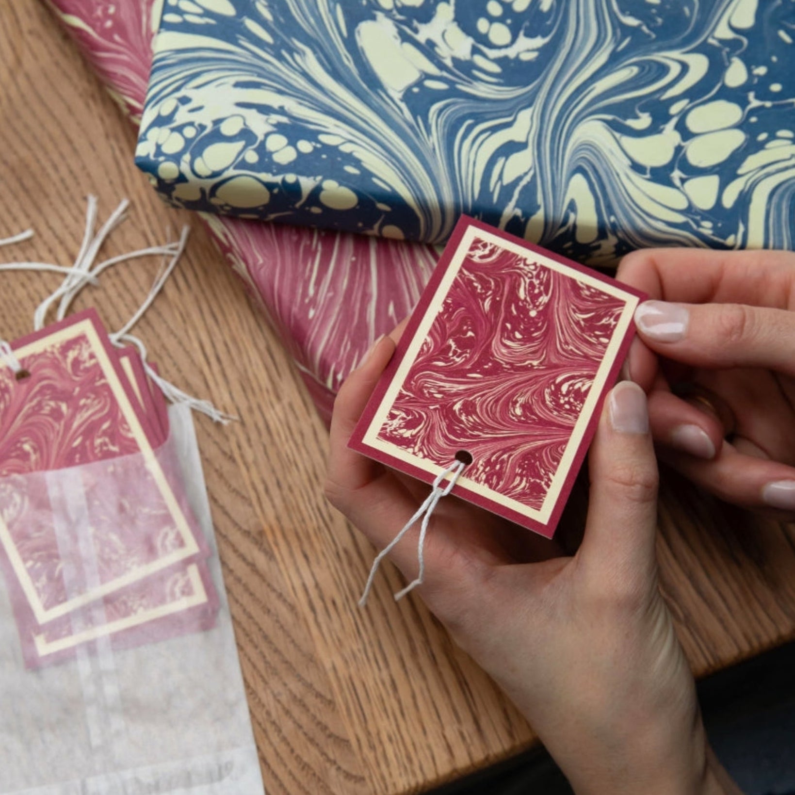 Issy Granger Pink Red Claret Marbled Gift Tags Present