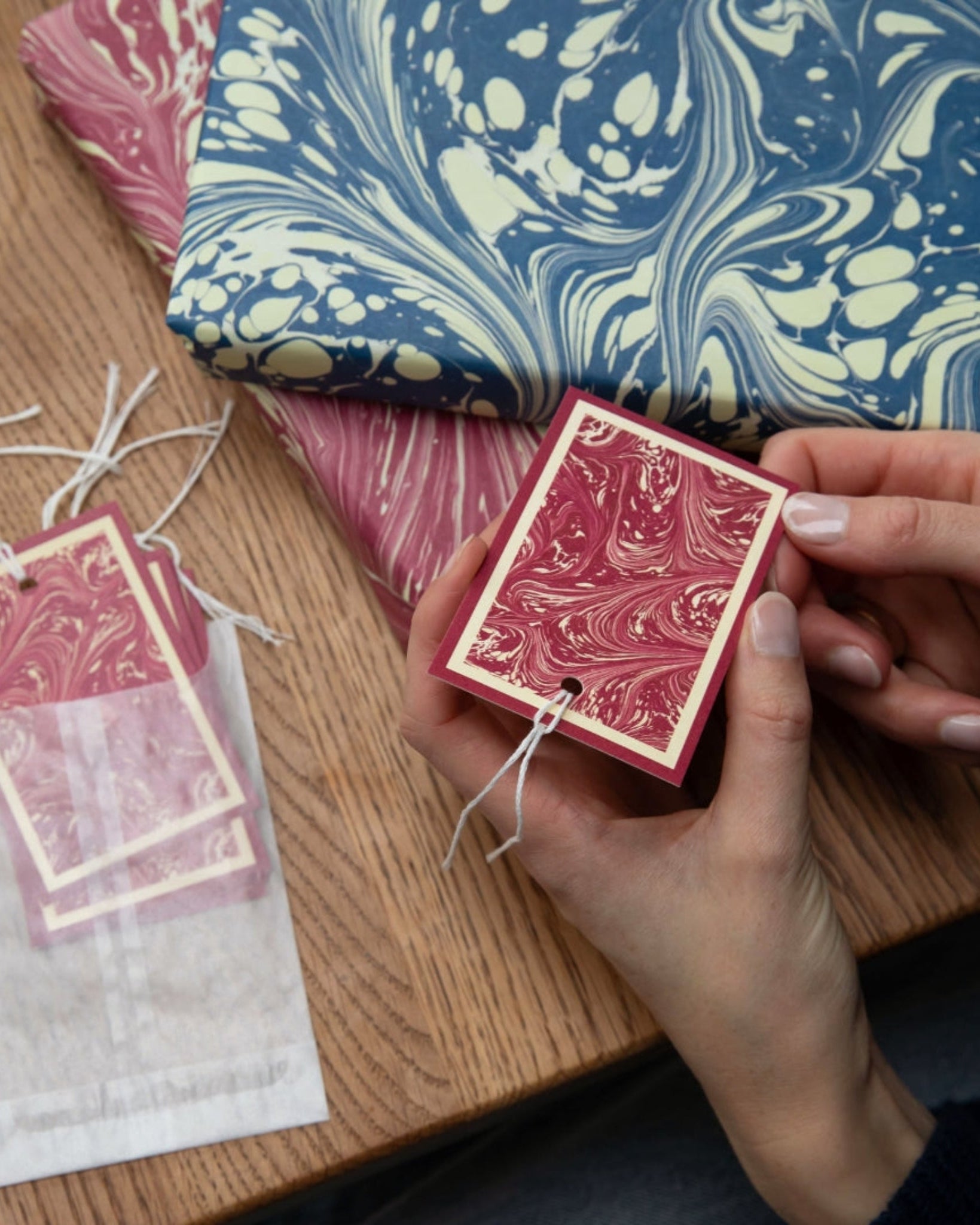 Issy Granger Pink Red Claret Marbled Gift Tags Present