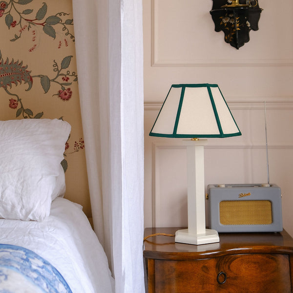 Issy Granger White Oyster Wooden Hexagon Bedside Lamp