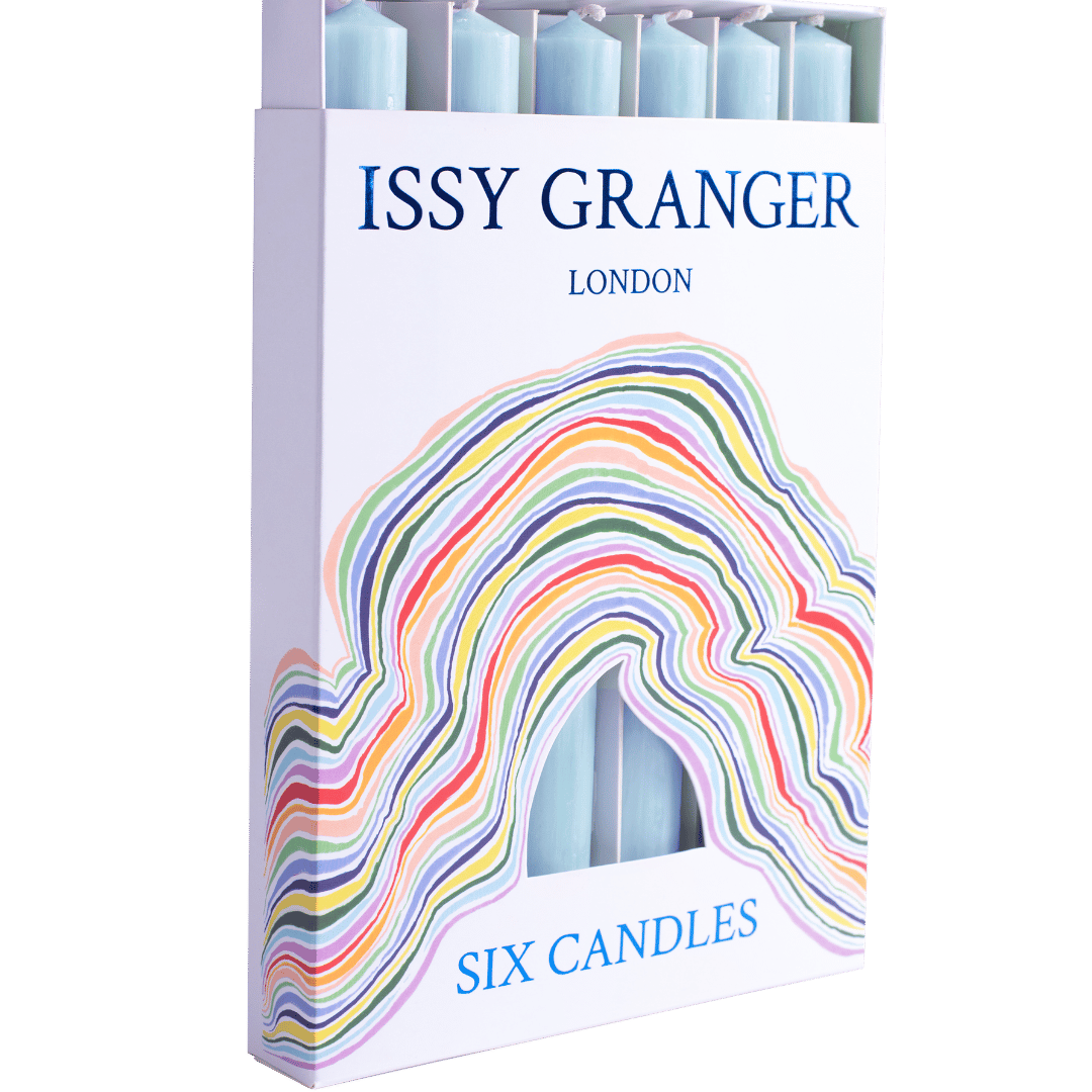 Larkspur Light Pale Blue Wax Dinner Candles Issy Granger 
