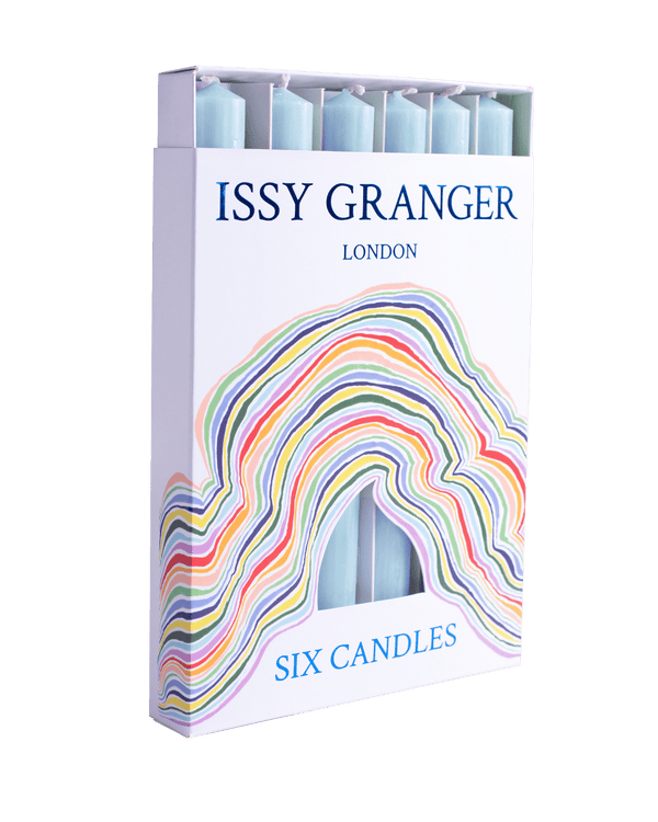 Larkspur Light Pale Blue Wax Dinner Candles Issy Granger 