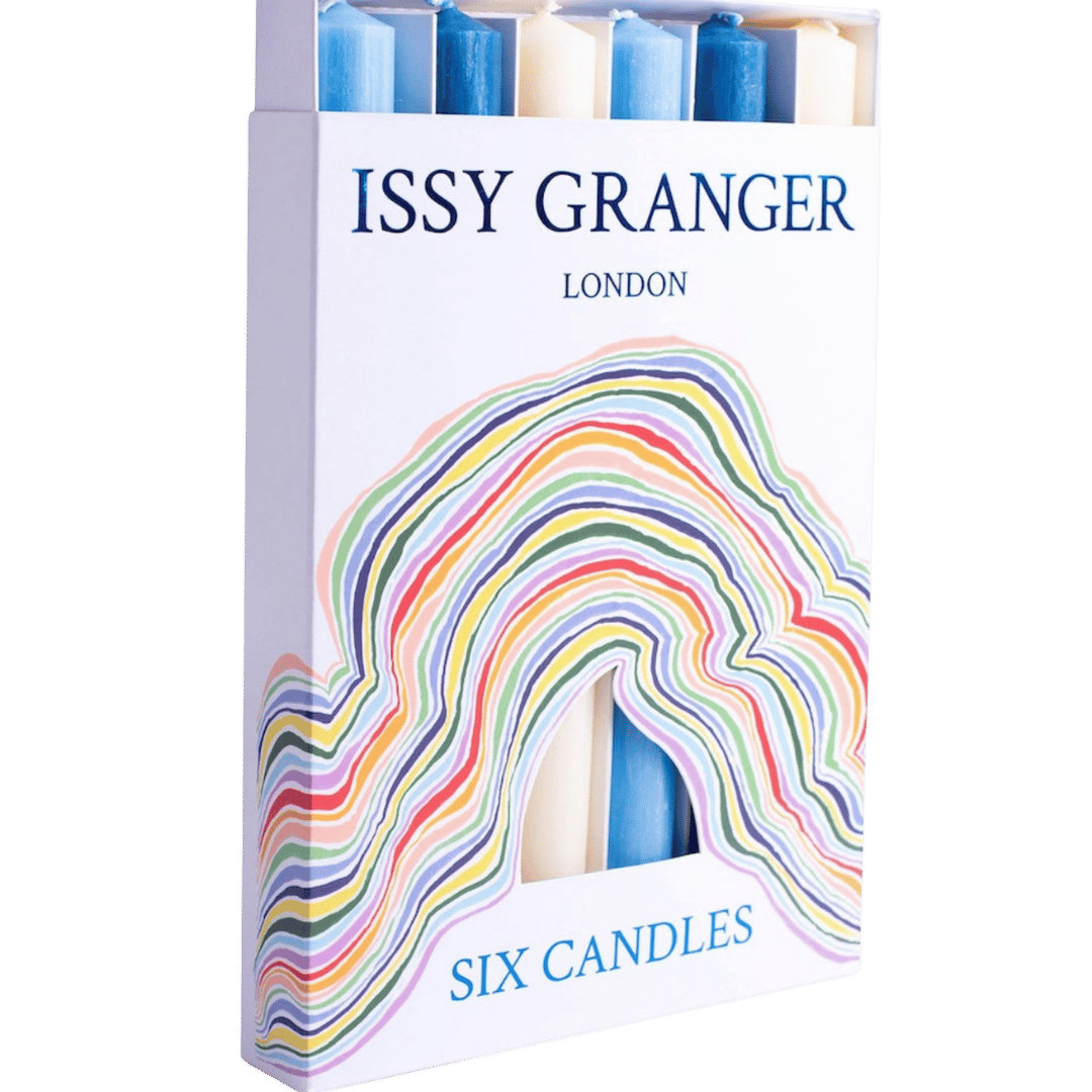 Les Bleus Mixed Blue Wax Dinner Candles-Issy Granger