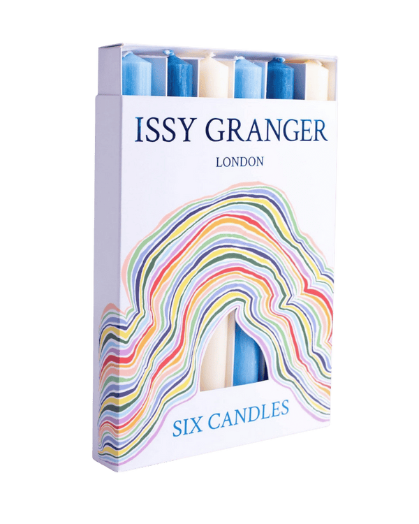 Les Bleus Mixed Blue Wax Dinner Candles-Issy Granger