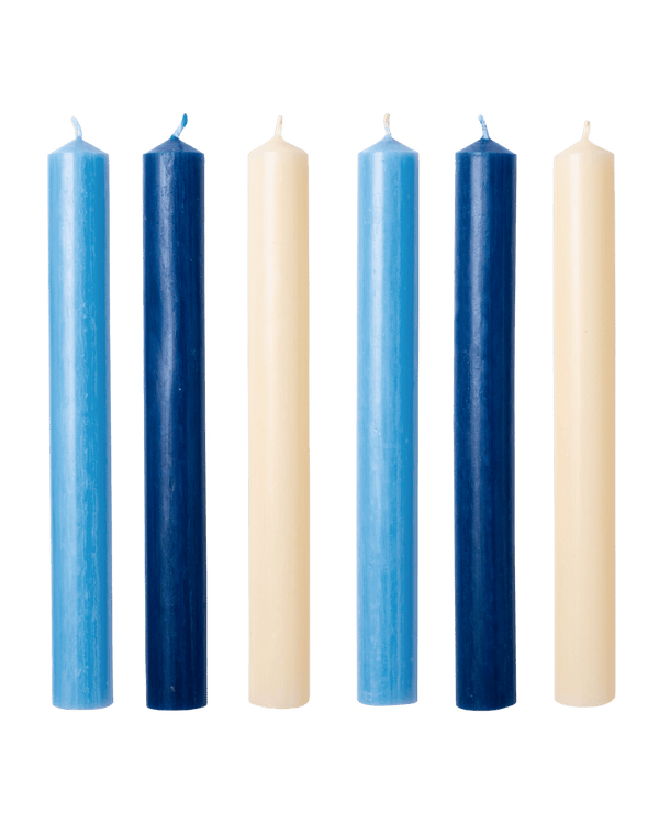 Les Bleus Mixed Blue Wax Dinner Candles-Issy Granger