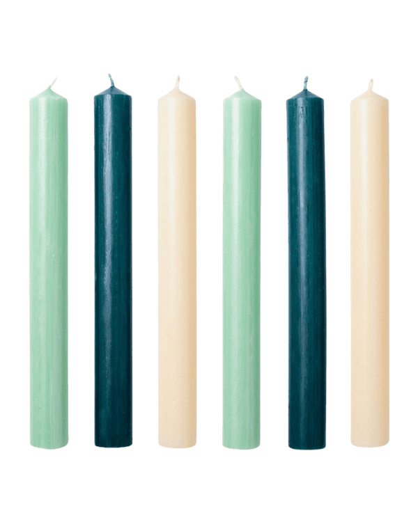 Les Verts Mixed Green Wax Dinner Candles-Issy Granger