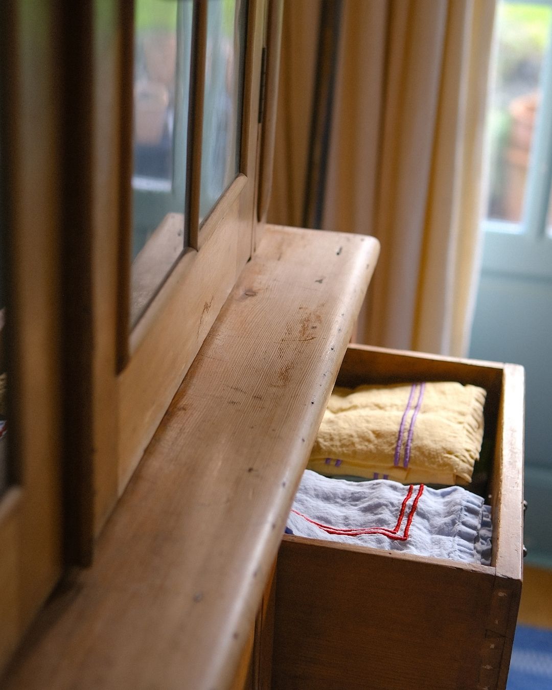 Double Piped Linen Napkins Blue and Red Yellow and Purple Linen Napkins Issy Granger Linen Drawer 