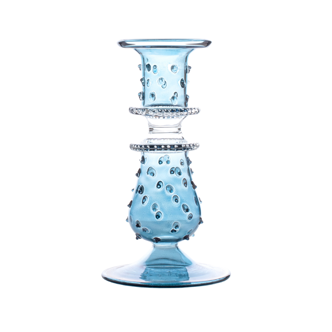 Luxor Blue Glass Candle Holder Candlestick Issy Granger