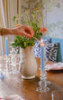 Luxor Clear Glass Candle Holder and Candlestick Issy Granger Pale Blue Wax Candle 