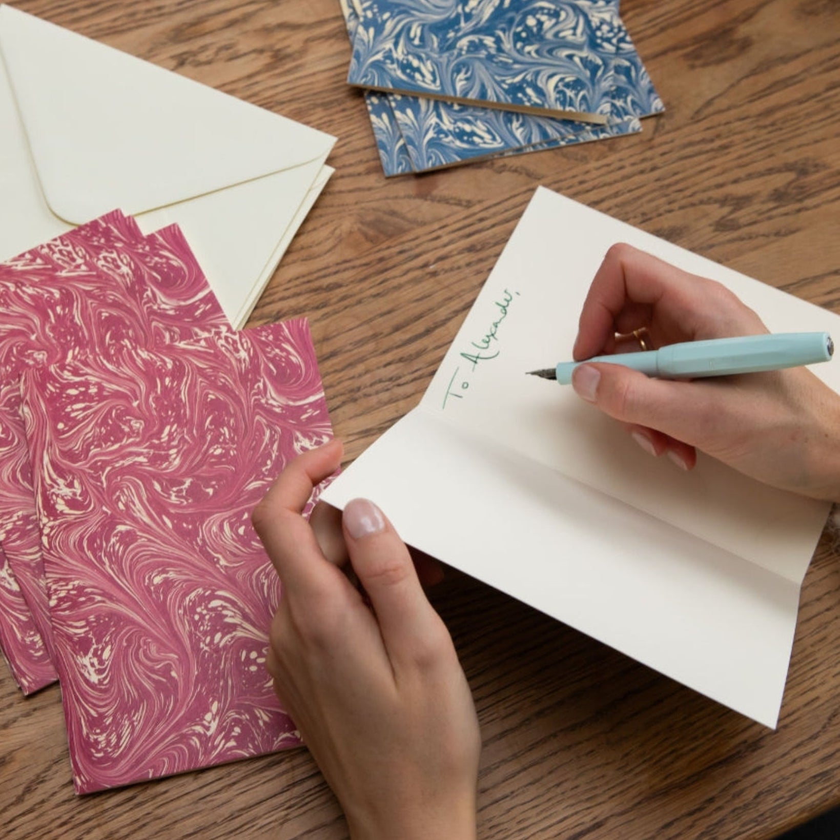 Marbled Greetings Cards - Mixed Set of Eight