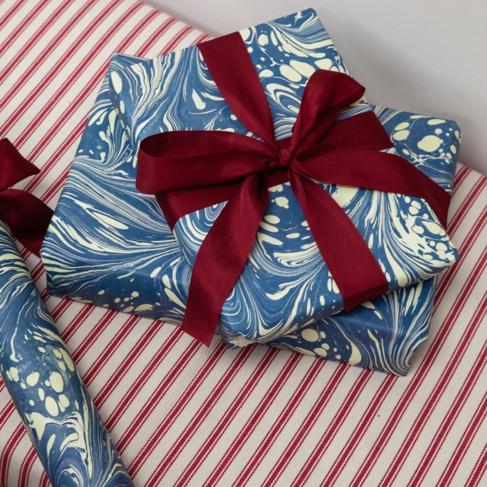 Marbled Wrapping Paper - Four Sheets - Carragheen Blue