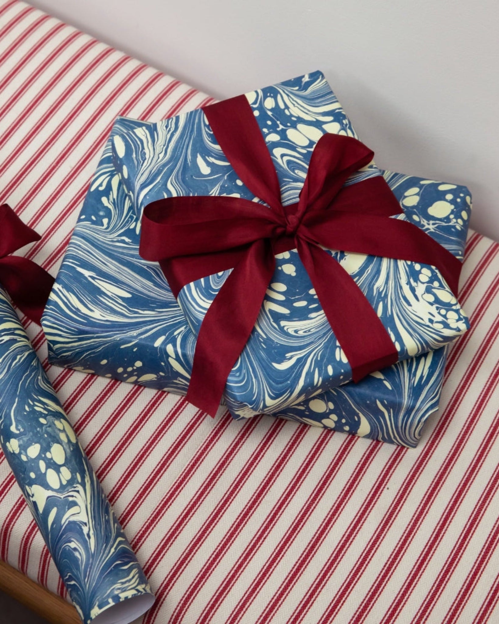 Marbled Wrapping Paper - Four Sheets - Carragheen Blue