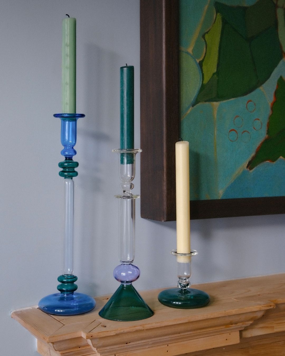 Martini Glass Candle Holder Candlestick Purple and Teal Issy Granger 