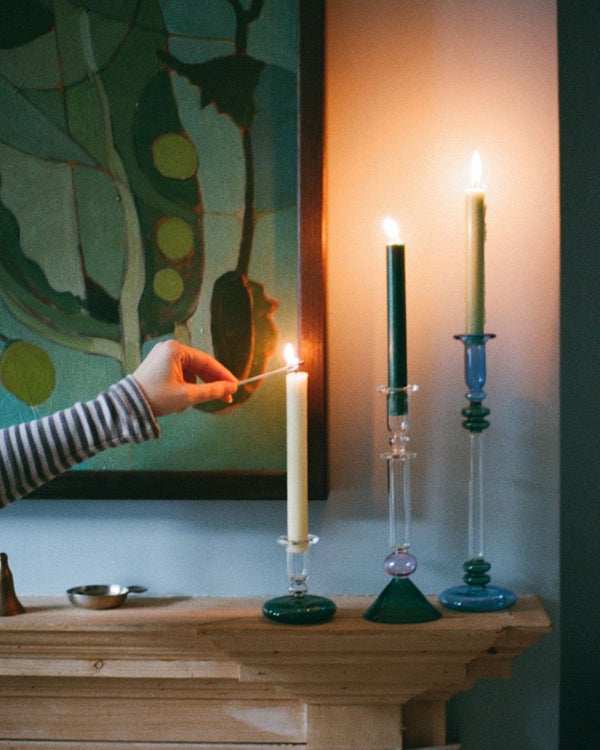 Martini Glass Candle Holder Candlestick Purple and Teal Issy Granger 