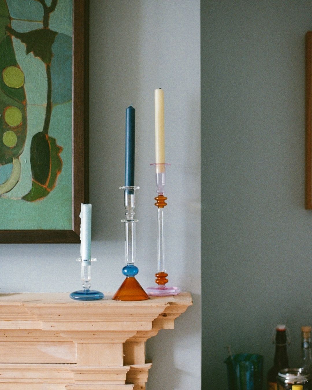 Martini Glass Candle Holder Blue and Amber Issy Granger 