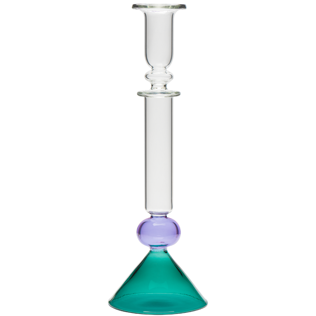 Martini Glass Candle Holder Candlestick Purple and Teal Issy Granger 