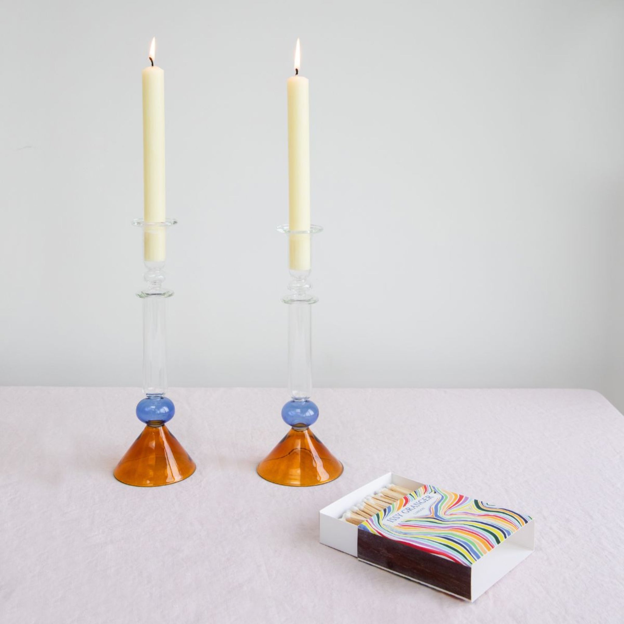 Martini Glass Candlestick - Amber – Issy Granger