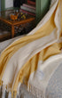The Keats Merino Lambswool Throw Blanket Yellow and White Stripes Issy Granger 