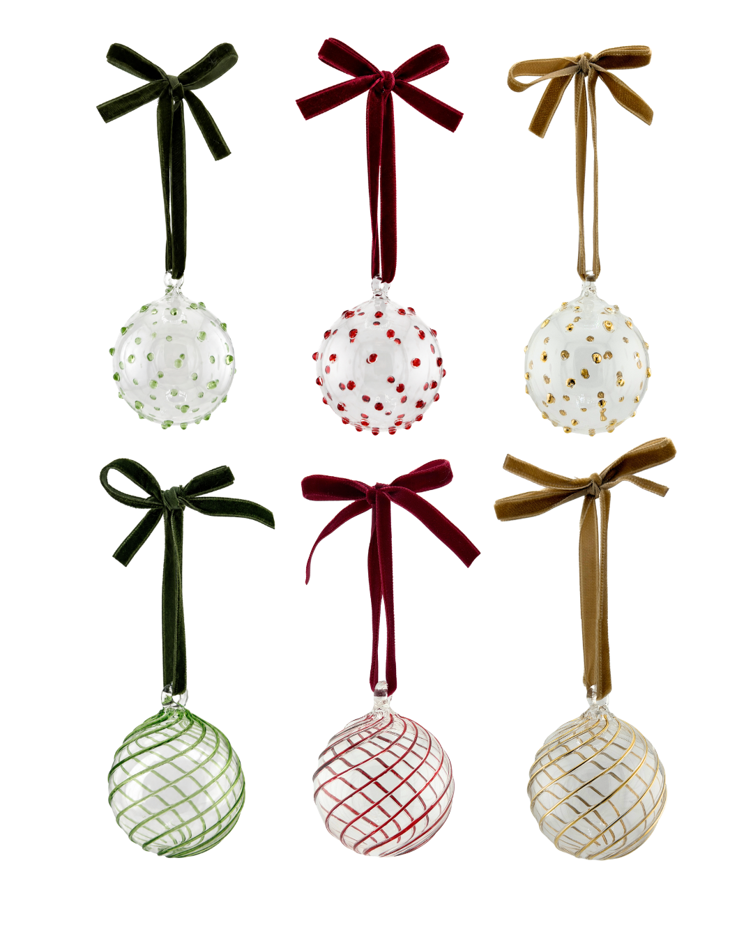 Mini Mixed Glass Baubles - Set of Six