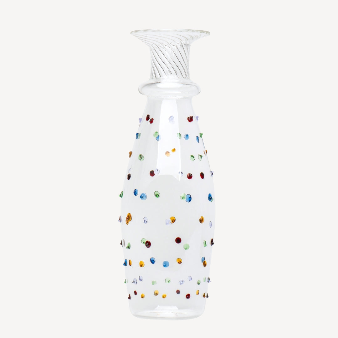 multi Coloured Pom Glass carafe issy granger 