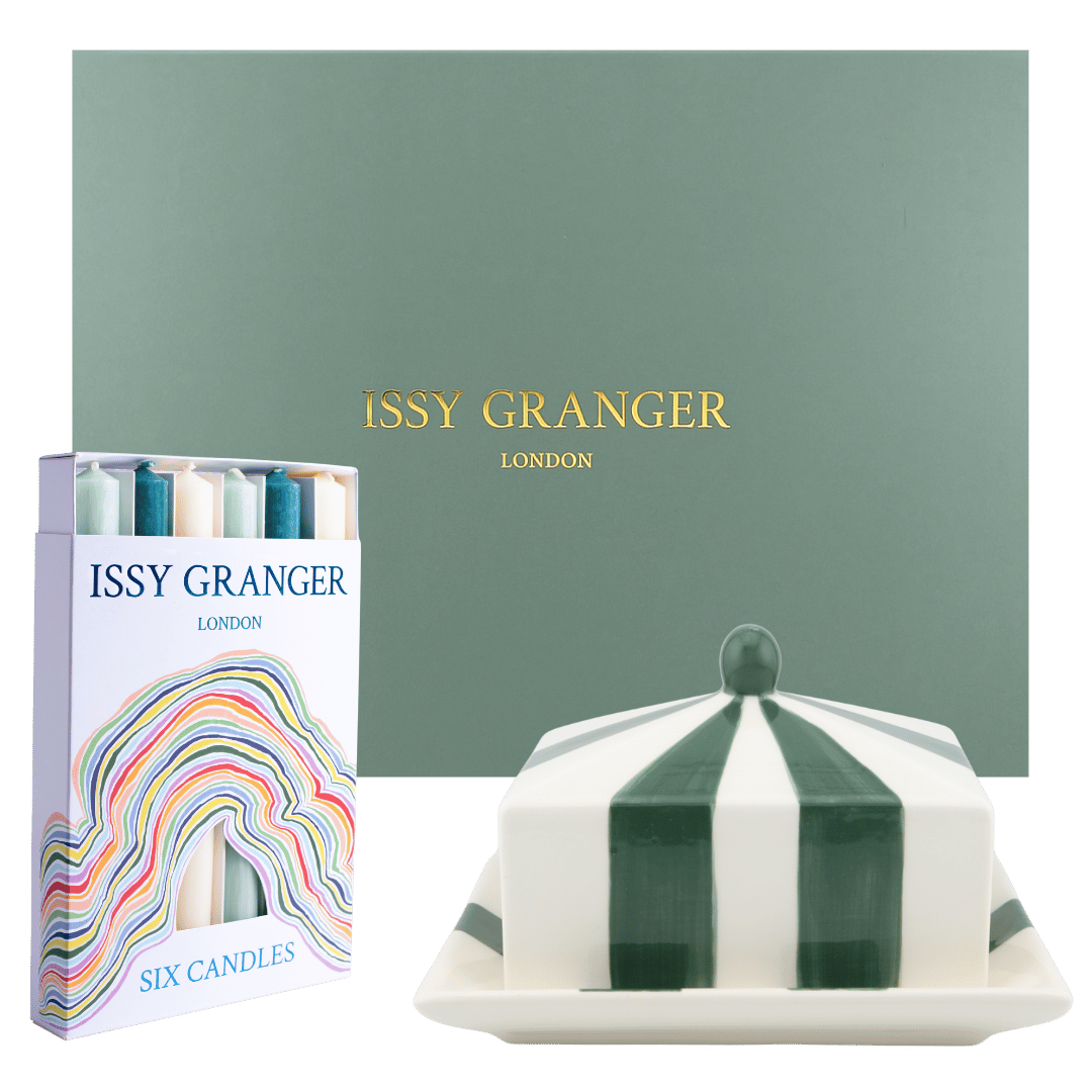 New Home Gift Set Housewarming Gift Issy Granger Green Butter Dish Mix Green Wax DInner Candles 