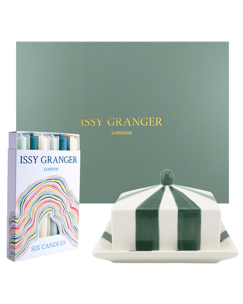 New Home Gift Set Housewarming Gift Issy Granger Green Butter Dish Mix Green Wax DInner Candles 