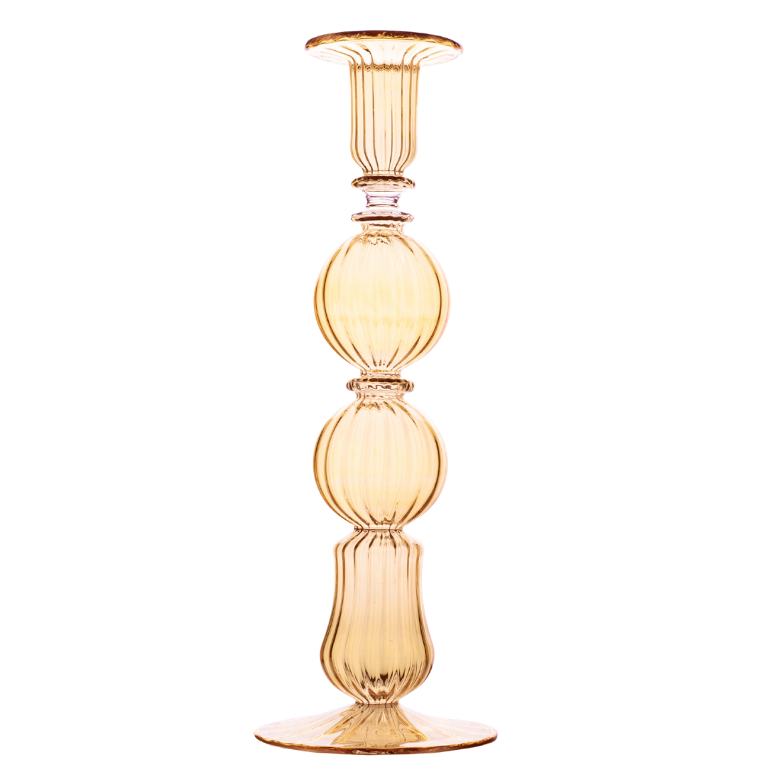 Ombo Glass Candle Holder Candlestick Amber Issy Granger 