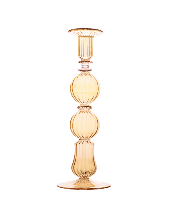 Ombo Glass Candle Holder Candlestick Amber Issy Granger 