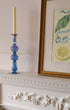 Ombo Glass Candle Holder Blue Issy Granger Cream wax Dinner Candle 