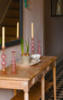 Ombo Glass Candle Holder Pink Candlestick Issy Granger Cream Wax Dinner Candles 