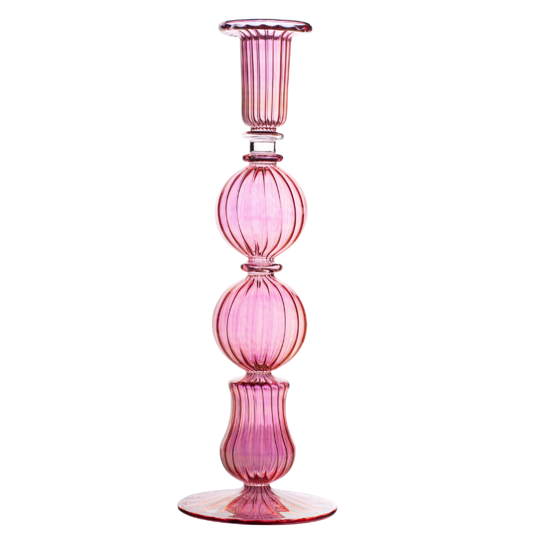Ombo Glass Candle Holder Pink Candlestick Issy Granger
