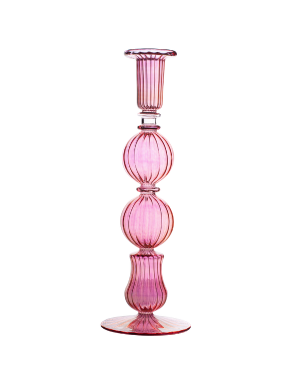 Ombo Glass Candle Holder Pink Candlestick Issy Granger