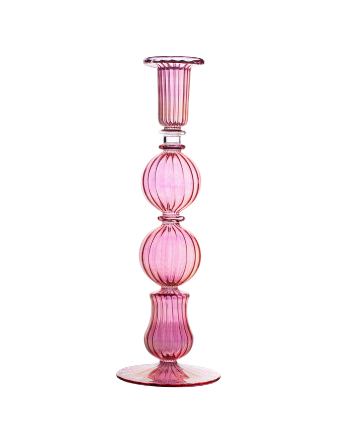 Ombo Glass Candle Holder Pink Candlestick Issy Granger